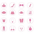 Fashion and beauty icons in pink colour in vector Royalty Free Stock Photo